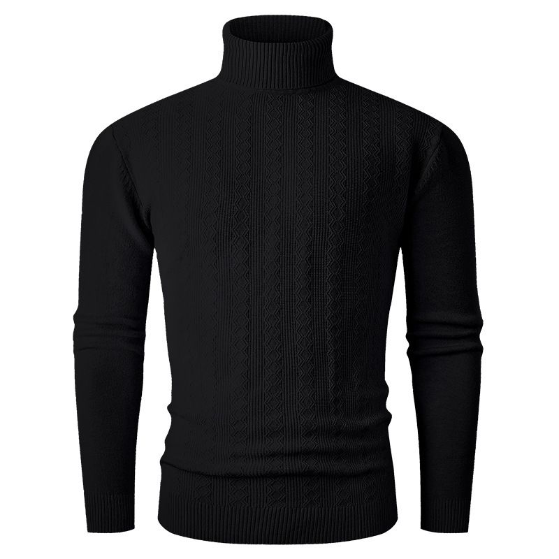 Men's Cable Knit Turtleneck Sweater – Winter-Ready High Neck Pullover With Textured Design (M-3XL)_viptrois.com