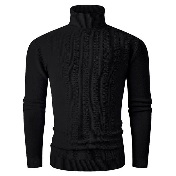 Men's Cable Knit Turtleneck Sweater – Winter-Ready High Neck Pullover With Textured Design (M-3XL)_viptrois.com