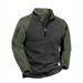 Men's Tactical Fleece Jacket – Stand Collar Pullover With Color-Matching Zipper, Warm & Stylish Outdoor Sweatshirt_viptrois.com
