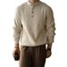 Old Money Style Wool Blend Raglan Henley Neck Long Sleeve T-Shirt For Men 2025 Autumn Winter Draped Skin-Friendly Casual_viptrois.com
