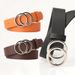 double-circle buckle belt for women, fashionable and simple women's ins style wide belt _viptrois.com
