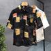 Men's Clothing Summer Thin Short Sleeved Five Point Sleeve Floral Shirt Men's High End Loose Jacquard Shirt Breathable Ice Silk Handsome Top_viptrois.com