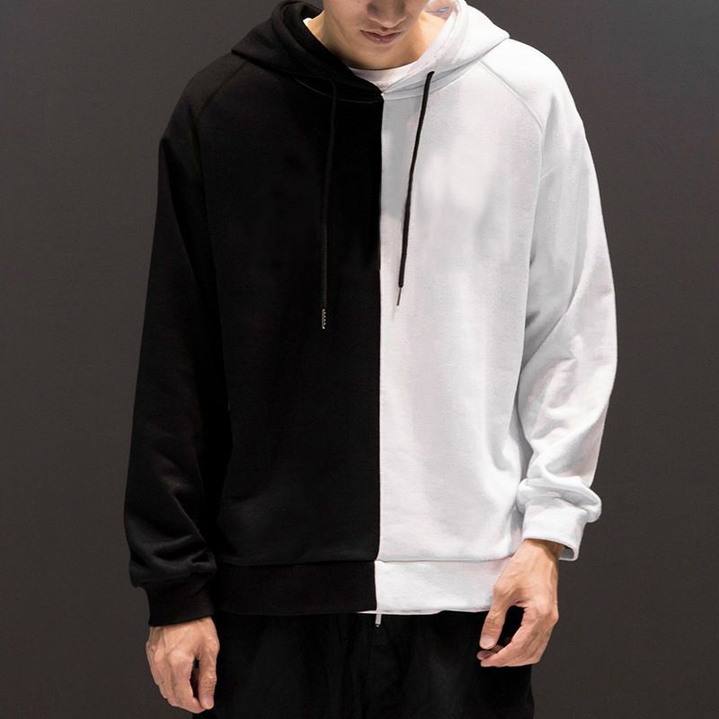 Men's Clothing Fashion Trend Color Block Sweatshirt Men's Long Sleeved Sports Hooded Top_viptrois.com
