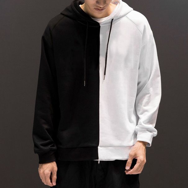 Men's Clothing Fashion Trend Color Block Sweatshirt Men's Long Sleeved Sports Hooded Top_viptrois.com