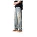 Men's Light Color Ripped Jeans Loose Straight Leg Mid Waist Cotton Wide Leg Pants Retro American High Street Trendy Brand_viptrois.com