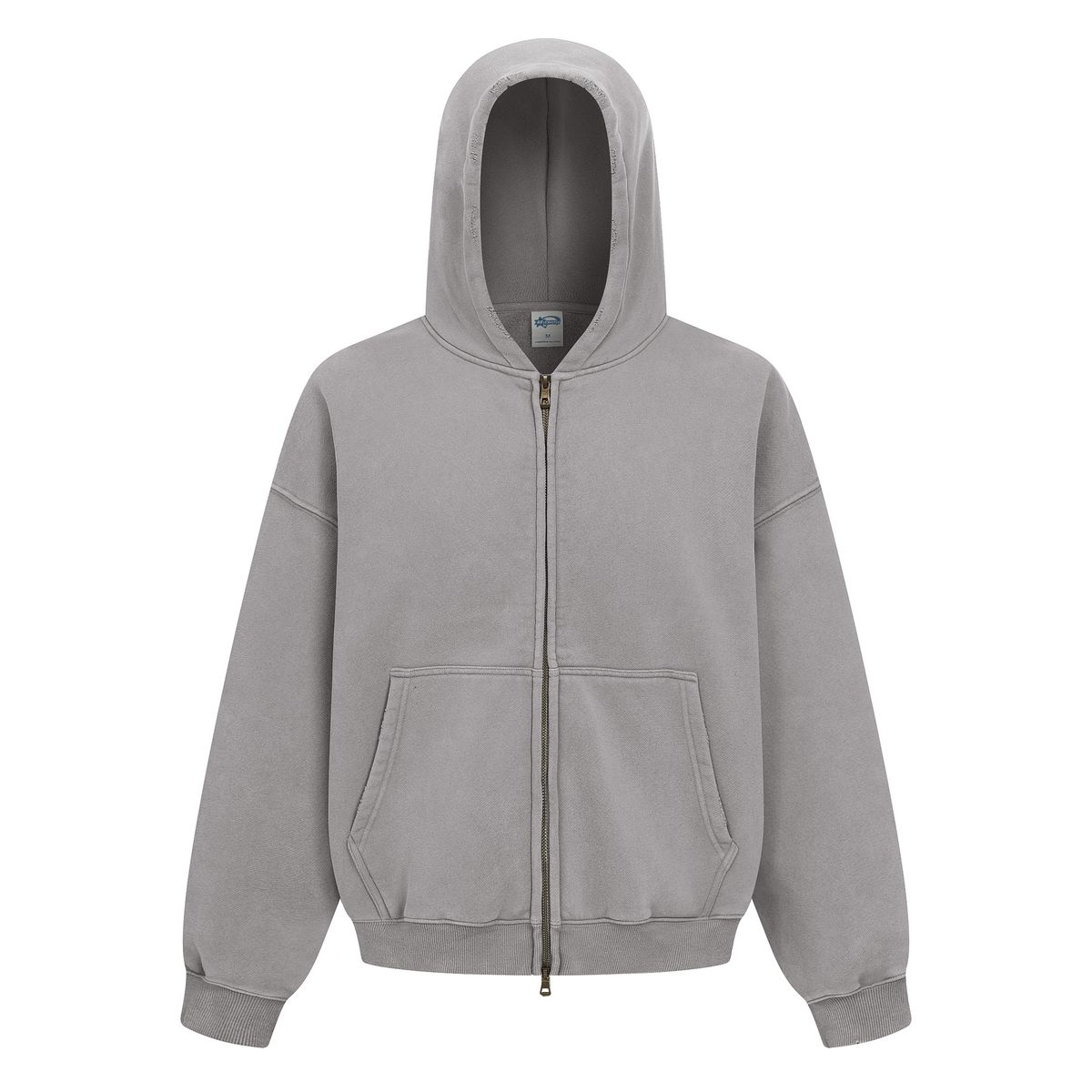 Boxy Zip-Up Hoodie – Wax-Dyed Fleece-Lined Oversized Pullover With Drop Shoulder (Men’s Streetwear)_viptrois.com