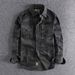 Vintage Washed Camo Workwear Shirt – Military-Inspired Utility Top With Double Chest Pockets_viptrois.com