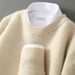 Pure Autumn Men's Pure Wool Round Neck Thick Knitted Versatile Loose Casual Cashmere Sweater Winter Thickened_viptrois.com