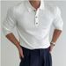 American Tough Guy Knitted Polo Shirt Muscle Men's Slim Long Sleeved Sweater T Shirt Lapel Pit Stripes Autumn And Winter New Warm_viptrois.com