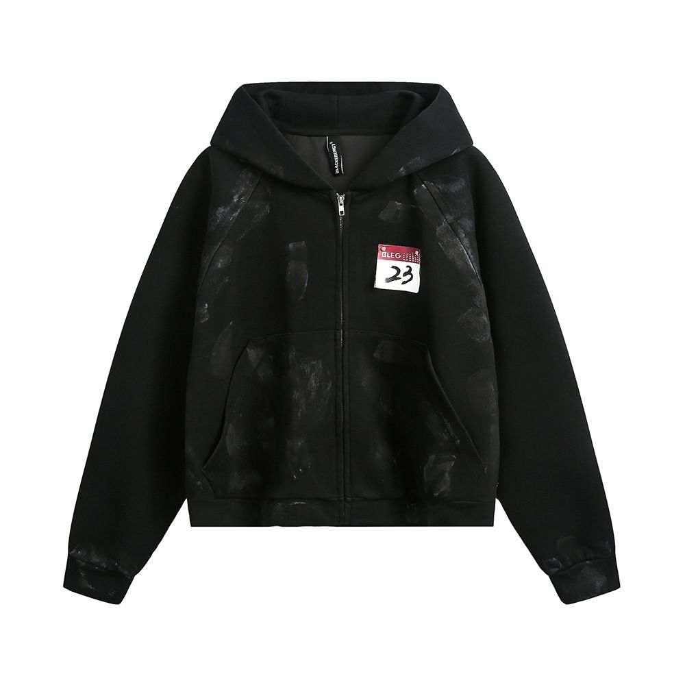 Splashed Ink Painted Hoodie Men's Trendy Brand Design Loose Short Jacket Spring Autumn Wear_viptrois.com