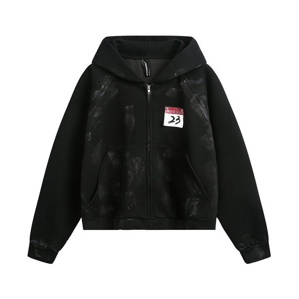 Splashed Ink Painted Hoodie Men's Trendy Brand Design Loose Short Jacket Spring Autumn Wear_viptrois.com