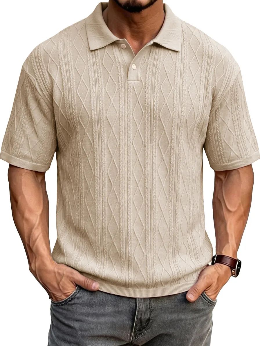Men's Summer Shirt – Classic Solid Color, Comfortable Knit Fabric, Versatile Casual & Smart Wear_viptrois.com