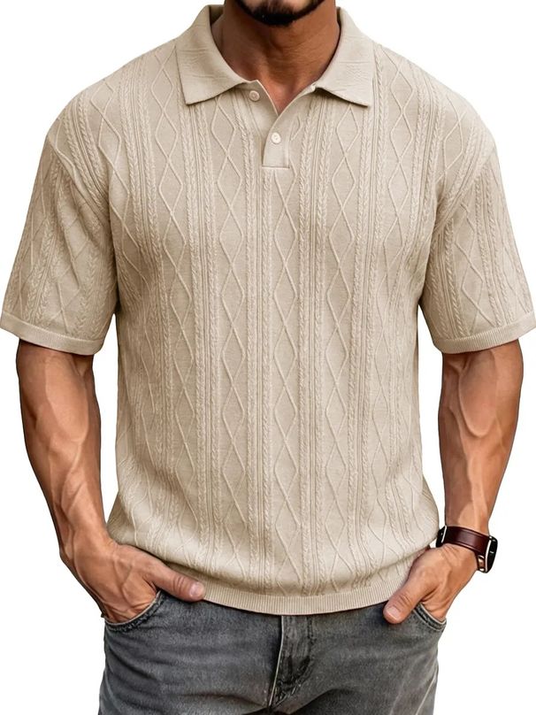 Men's Summer Shirt – Classic Solid Color, Comfortable Knit Fabric, Versatile Casual & Smart Wear_viptrois.com