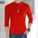 Half Turtleneck Base Shirt Men's Pure Cotton T-Shirt Solid Color Slim Fit Simple Casual Mid-Neck Long Sleeve Inner Wear_viptrois.com