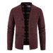 Men's Korean-Style Knitted Cardigan – Thick Winter Sweater Jacket For Casual & Layering (Dark Gray/Light Gray/Brown/Wine Red/Blue-Gray, M-3XL)_viptrois.com