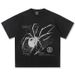 Men's Clothing 2025 Cross Border Summer Y2K Spider Washed Old American Street Print 300g High Weight Short Sleeved T Shirt Top_viptrois.com