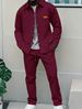 Men's Waffle Knit Long Sleeve Shirt & Pants Casual Suit Set - Slim Fit Autumn Outfit With Button-Down Collar & Pockets_viptrois.com