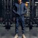 Men's Clothing autumn and winter men's solid color plus velvet warm waterproof zipper long sleeve hooded casual sports suit_viptrois.com