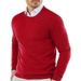 Men’s Classic Crewneck Sweater – Soft Acrylic Knit Pullover (Navy/Burgundy/Army Green/Black/Beige/Light Gray, M-XXXL)_viptrois.com