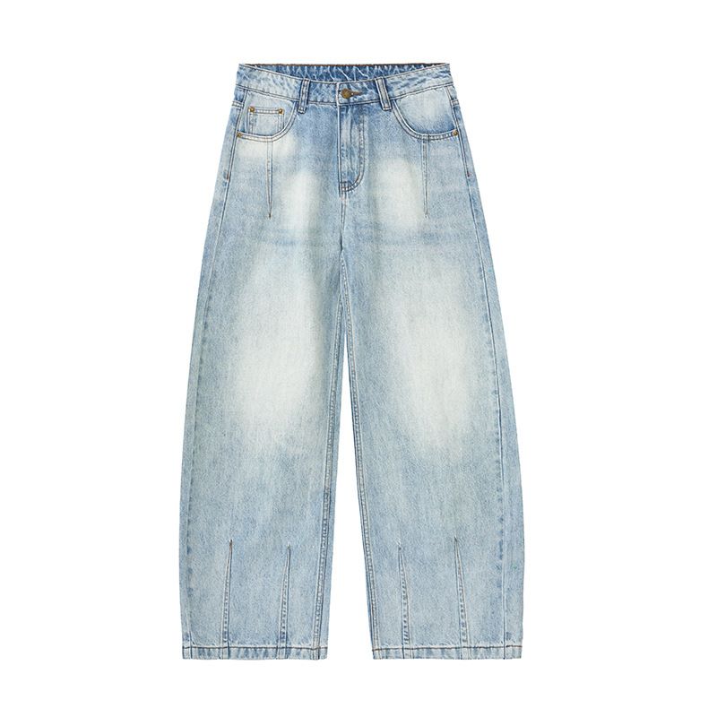 Men's Clothing High Street Baggy Jeans Bamboo Machete Jeans Unisex Straight Slightly Flared_viptrois.com