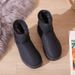 Leather exit waterproof snow boots winter cotton warm shoes with fleece short leg women's boots_viptrois.com