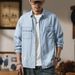 Large Size Men's Clothing New Tencel Ultra-thin Denim Shirt Spring And Summer Solid Color Fat Denim Shirt Men's Hair_viptrois.com
