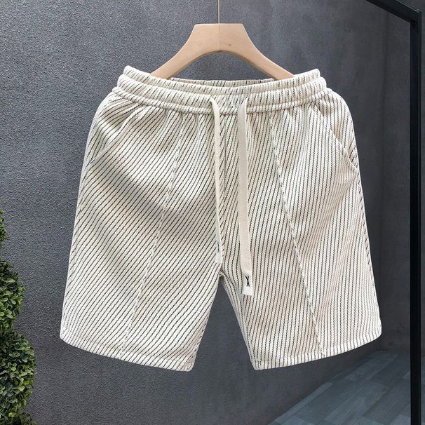 Men's Clothing Fashionable Men's New Summer Versatile Shorts Light Luxury Vertical Striped Casual Pants Fashionable And Handsome Loose Beach Shorts_viptrois.com