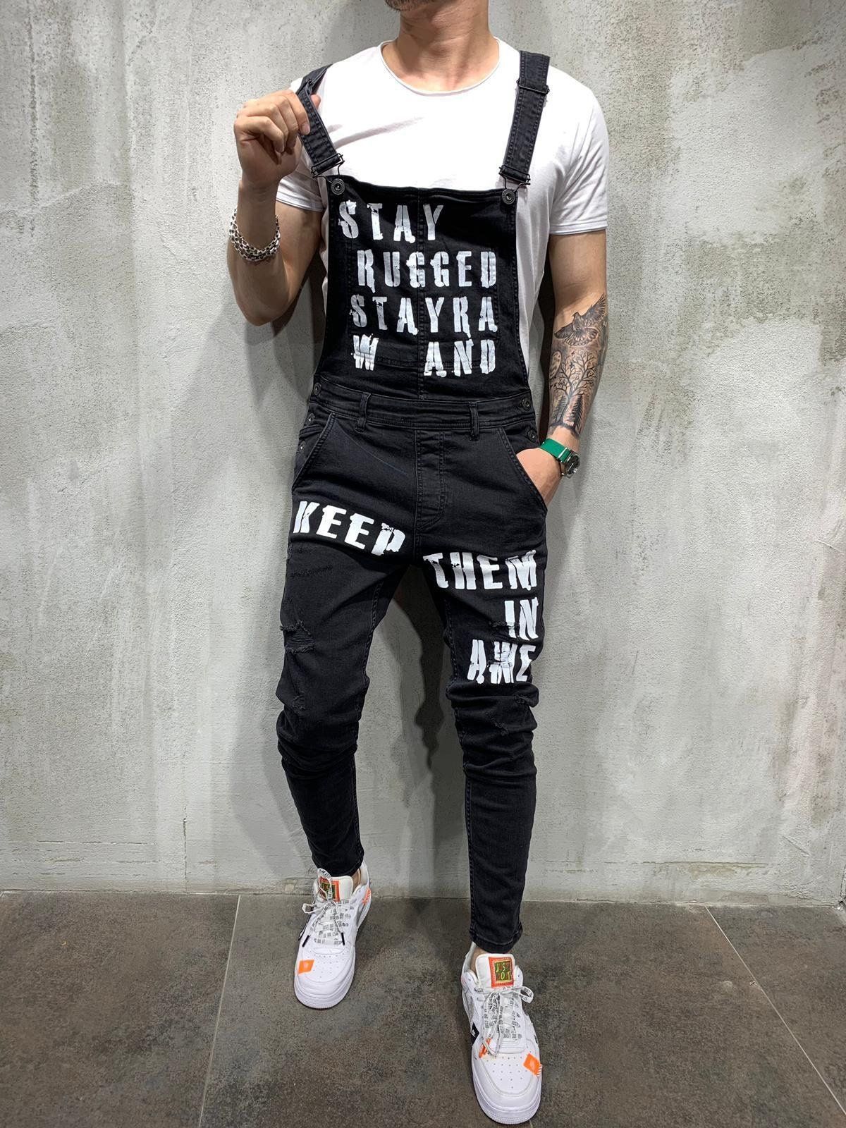 Men's Clothing Bib Pants, Slim Fit, Slim Men's Pants, Cross-border Exclusive, European Popular Men's Bib Pants_viptrois.com