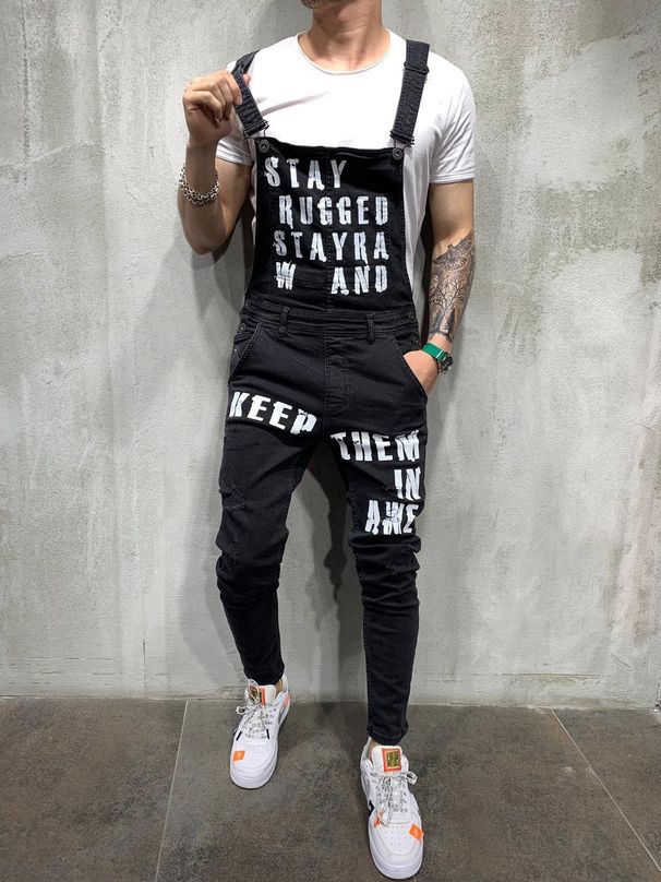 Men's Clothing Bib Pants, Slim Fit, Slim Men's Pants, Cross-border Exclusive, European Popular Men's Bib Pants_viptrois.com