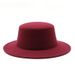British style flat top hat autumn and winter parent child large brim gentleman hat men's fashion woolen hat_viptrois.com