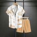 Men's Summer Casual Shirt Set Loose Fit Short Sleeve Style_viptrois.com