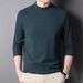 Pure Half Turtleneck Brushed Base Shirt Men's Mid-Neck Long Sleeve T-Shirt Sweatshirt Autumn Winter Double-Sided Fleece_viptrois.com