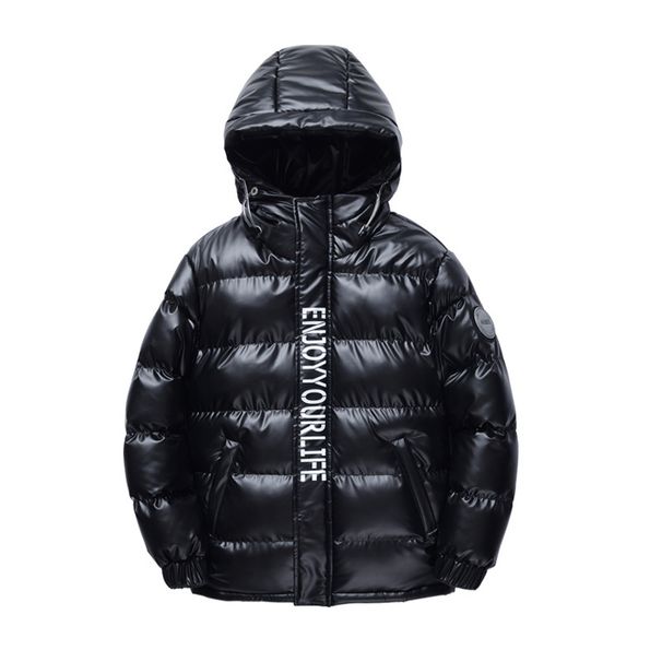 Men's Clothing Boys' Puffer Jacket - Winter Metallic Hooded Coat (Black/Navy/Silver, 130-180cm) Hot-selling_viptrois.com