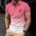 Men's Fashion Polo Trend Casual Short Sleeved Button Polo Shirt Gradient Coconut Tree 3D Printing_viptrois.com