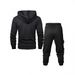Men's Fleece-Lined Hooded Sweatshirt & Jogger Pants Set - Lightweight, All-Polyester, Streetwear Essentials For Spring & Autumn_viptrois.com
