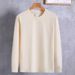 Hot-Selling 260g Heavyweight Cotton Drawstring Solid Color Long-Sleeve Crew Neck Men's Thermal T-Shirt Top Base Shirt_viptrois.com