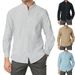 Autumn Cross Border Men's Light Luxury Striped Long Sleeve Shirt Light Mature Casual Business Bottoming Shirt_viptrois.com