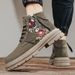 Men's Chunky Sole Side-Zip Ankle Boots - Classic British Style Leather Work Boots With Anti-Slip & Height Increase (Yellow, Khaki, Sand)_viptrois.com