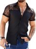 Men's Clothing New Summer Men's Lace Stitching Short Sleeved Shirt Slim Fashion Shirt_viptrois.com