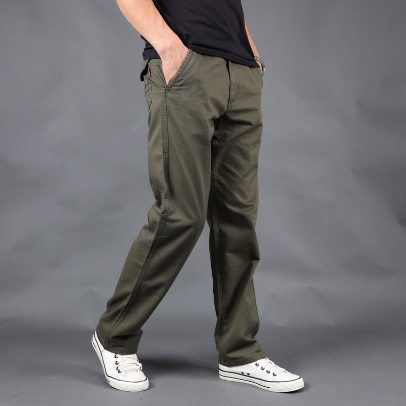 Men's Clothing Simple Pure Cotton Casual Pants Men New Loose Straight Pants Men's Overalls Men's Trousers Trendy Brand_viptrois.com