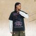 Washed Vintage Portrait Print Patchwork Long-sleeve T-shirt Men Women, Suitable For Spring_viptrois.com