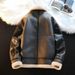 Men's Clothing Coat Winter Plus Velvet Thickened Motorcycle Clothing Trendy Deerskin Jacket Cotton Coat Lambskin Leather Jacket_viptrois.com