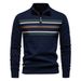 2024 Autumn Winter New European Size Cross-Border Sweater Half-Zip Knitwear Casual Striped Men's Top_viptrois.com