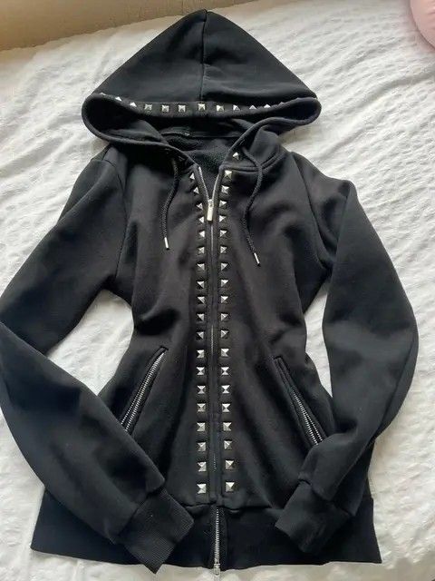 Men's Clothing Trend Hooded Sweatshirt Hot Diamond Solid Color Street Slim Jacket Y2k_viptrois.com
