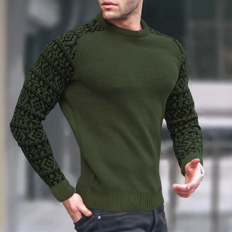 High Quality 2025 Autumn And Winter New Men's Pullover Color Blocked Waffle Knit Sweater Can Be Paired With A Trendy Top_viptrois.com