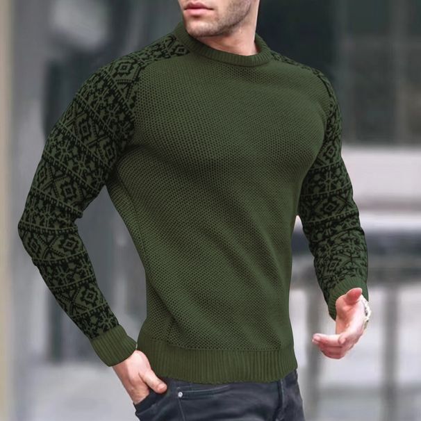 High Quality 2025 Autumn And Winter New Men's Pullover Color Blocked Waffle Knit Sweater Can Be Paired With A Trendy Top_viptrois.com