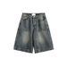 2025 Thin Denim Shorts Men's Summer New Straight Five-point Pants Tide Brand American Casual High Street Middle Pants Tide_viptrois.com