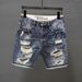 Men's Clothing Korean Style Trendy Men's Summer Trendy Ripped Denim Shorts For Boys Internet Celebrities The Same Style Cool Retro Casual Shorts Trend_viptrois.com