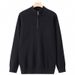 Men's Slim Fit Tencel Knit Sweater With Half-Zip Collar, Breathable & Comfortable Pullover For Autumn/Winter, Casual White Knit Top For Urban Style_viptrois.com