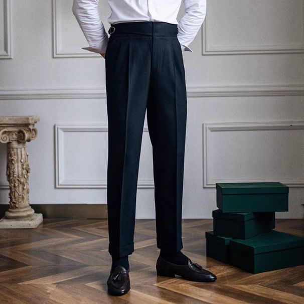 Nordmann Factory Direct Supply Spring And Autumn Men's Italian Style Naples High Waist Straight Casual Trousers British Retro_viptrois.com